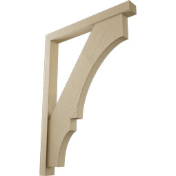 Ekena Millwork - BKTUR0352X32X44BOA05RCPR - Timberthane Faux Wood Balboa Style Bracket w/ Offset Brace, Block Ends, 3 1/2"W x 32"D x 44"H, Primed Tan