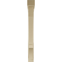 Ekena Millwork - BKTUR0352X34X34BOA05RCPR - Timberthane Faux Wood Balboa Style Bracket w/ Offset Brace, Block Ends, 3 1/2"W x 34"D x 34"H, Primed Tan