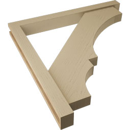 Ekena Millwork - BKTUR0352X34X34BOA05RCPR - Timberthane Faux Wood Balboa Style Bracket w/ Offset Brace, Block Ends, 3 1/2"W x 34"D x 34"H, Primed Tan