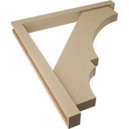 Ekena Millwork - BKTUR0352X34X38BOA05RCPR - Timberthane Faux Wood Balboa Style Bracket w/ Offset Brace, Block Ends, 3 1/2"W x 34"D x 38"H, Primed Tan
