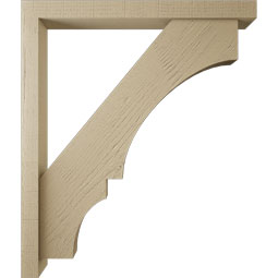 Ekena Millwork - BKTUR0352X34X40BOA05RCPR - Timberthane Faux Wood Balboa Style Bracket w/ Offset Brace, Block Ends, 3 1/2"W x 34"D x 40"H, Primed Tan