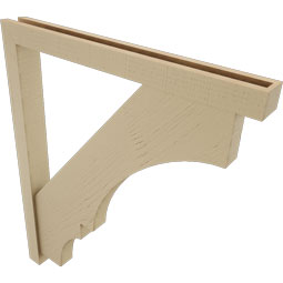 Ekena Millwork - BKTUR0352X34X40BOA05RCPR - Timberthane Faux Wood Balboa Style Bracket w/ Offset Brace, Block Ends, 3 1/2"W x 34"D x 40"H, Primed Tan
