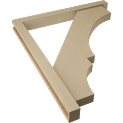 Ekena Millwork - BKTUR0352X34X40BOA05RCPR - Timberthane Faux Wood Balboa Style Bracket w/ Offset Brace, Block Ends, 3 1/2"W x 34"D x 40"H, Primed Tan
