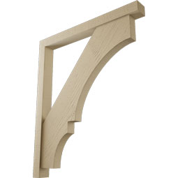 Ekena Millwork - BKTUR0352X34X40BOA05RCPR - Timberthane Faux Wood Balboa Style Bracket w/ Offset Brace, Block Ends, 3 1/2"W x 34"D x 40"H, Primed Tan