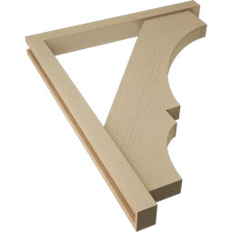 Ekena Millwork - BKTUR0352X34X42BOA05RCPR - Timberthane Faux Wood Balboa Style Bracket w/ Offset Brace, Block Ends, 3 1/2"W x 34"D x 42"H, Primed Tan