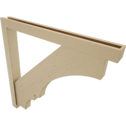 Ekena Millwork - BKTUR0352X36X36BOA05RCPR - Timberthane Faux Wood Balboa Style Bracket w/ Offset Brace, Block Ends, 3 1/2"W x 36"D x 36"H, Primed Tan