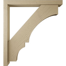 Ekena Millwork - BKTUR0352X36X40BOA05RCPR - Timberthane Faux Wood Balboa Style Bracket w/ Offset Brace, Block Ends, 3 1/2"W x 36"D x 40"H, Primed Tan