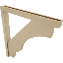 Ekena Millwork - BKTUR0352X36X40BOA05RCPR - Timberthane Faux Wood Balboa Style Bracket w/ Offset Brace, Block Ends, 3 1/2"W x 36"D x 40"H, Primed Tan