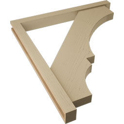 Ekena Millwork - BKTUR0352X36X40BOA05RCPR - Timberthane Faux Wood Balboa Style Bracket w/ Offset Brace, Block Ends, 3 1/2"W x 36"D x 40"H, Primed Tan