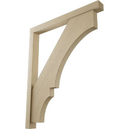 Ekena Millwork - BKTUR0352X36X44BOA05RCPR - Timberthane Faux Wood Balboa Style Bracket w/ Offset Brace, Block Ends, 3 1/2"W x 36"D x 44"H, Primed Tan