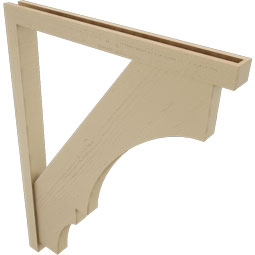 Ekena Millwork - BKTUR0352X36X48BOA05RCPR - Timberthane Faux Wood Balboa Style Bracket w/ Offset Brace, Block Ends, 3 1/2"W x 36"D x 48"H, Primed Tan