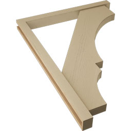 Ekena Millwork - BKTUR0352X36X48BOA05RCPR - Timberthane Faux Wood Balboa Style Bracket w/ Offset Brace, Block Ends, 3 1/2"W x 36"D x 48"H, Primed Tan
