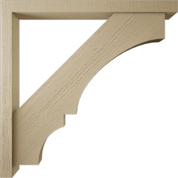 Ekena Millwork - BKTUR0352X38X38BOA05RCPR - Timberthane Faux Wood Balboa Style Bracket w/ Offset Brace, Block Ends, 3 1/2"W x 38"D x 38"H, Primed Tan