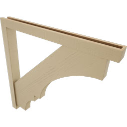 Ekena Millwork - BKTUR0352X38X38BOA05RCPR - Timberthane Faux Wood Balboa Style Bracket w/ Offset Brace, Block Ends, 3 1/2"W x 38"D x 38"H, Primed Tan
