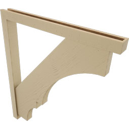 Ekena Millwork - BKTUR0352X38X44BOA05RCPR - Timberthane Faux Wood Balboa Style Bracket w/ Offset Brace, Block Ends, 3 1/2"W x 38"D x 44"H, Primed Tan