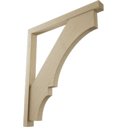 Ekena Millwork - BKTUR0352X38X44BOA05RCPR - Timberthane Faux Wood Balboa Style Bracket w/ Offset Brace, Block Ends, 3 1/2"W x 38"D x 44"H, Primed Tan