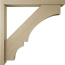 Ekena Millwork - BKTUR0352X40X40BOA05RCPR - Timberthane Faux Wood Balboa Style Bracket w/ Offset Brace, Block Ends, 3 1/2"W x 40"D x 40"H, Primed Tan