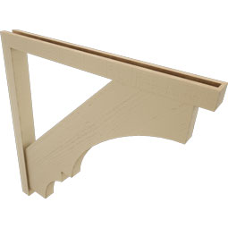 Ekena Millwork - BKTUR0352X40X40BOA05RCPR - Timberthane Faux Wood Balboa Style Bracket w/ Offset Brace, Block Ends, 3 1/2"W x 40"D x 40"H, Primed Tan