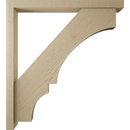 Ekena Millwork - BKTUR0352X40X44BOA05RCPR - Timberthane Faux Wood Balboa Style Bracket w/ Offset Brace, Block Ends, 3 1/2"W x 40"D x 44"H, Primed Tan