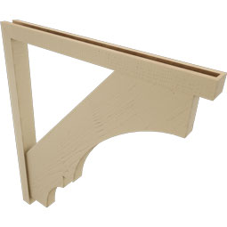 Ekena Millwork - BKTUR0352X40X44BOA05RCPR - Timberthane Faux Wood Balboa Style Bracket w/ Offset Brace, Block Ends, 3 1/2"W x 40"D x 44"H, Primed Tan