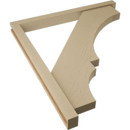 Ekena Millwork - BKTUR0352X40X44BOA05RCPR - Timberthane Faux Wood Balboa Style Bracket w/ Offset Brace, Block Ends, 3 1/2"W x 40"D x 44"H, Primed Tan