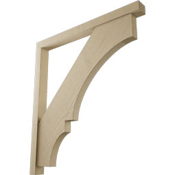 Ekena Millwork - BKTUR0352X40X44BOA05RCPR - Timberthane Faux Wood Balboa Style Bracket w/ Offset Brace, Block Ends, 3 1/2"W x 40"D x 44"H, Primed Tan