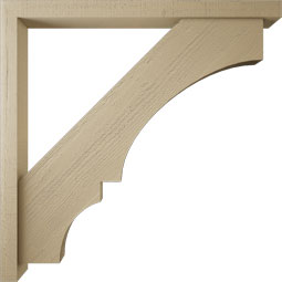 Ekena Millwork - BKTUR0352X42X42BOA05RCPR - Timberthane Faux Wood Balboa Style Bracket w/ Offset Brace, Block Ends, 3 1/2"W x 42"D x 42"H, Primed Tan
