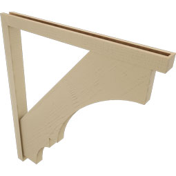 Ekena Millwork - BKTUR0352X42X48BOA05RCPR - Timberthane Faux Wood Balboa Style Bracket w/ Offset Brace, Block Ends, 3 1/2"W x 42"D x 48"H, Primed Tan