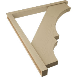 Ekena Millwork - BKTUR0352X42X48BOA05RCPR - Timberthane Faux Wood Balboa Style Bracket w/ Offset Brace, Block Ends, 3 1/2"W x 42"D x 48"H, Primed Tan