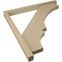 Ekena Millwork - BKTUR0352X44X44BOA05RCPR - Timberthane Faux Wood Balboa Style Bracket w/ Offset Brace, Block Ends, 3 1/2"W x 44"D x 44"H, Primed Tan