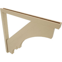 Ekena Millwork - BKTUR0352X46X46BOA05RCPR - Timberthane Faux Wood Balboa Style Bracket w/ Offset Brace, Block Ends, 3 1/2"W x 46"D x 46"H, Primed Tan