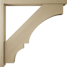 Ekena Millwork - BKTUR0352X48X48BOA05RCPR - Timberthane Faux Wood Balboa Style Bracket w/ Offset Brace, Block Ends, 3 1/2"W x 48"D x 48"H, Primed Tan