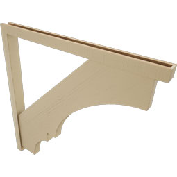Ekena Millwork - BKTUR0352X48X48BOA05RCPR - Timberthane Faux Wood Balboa Style Bracket w/ Offset Brace, Block Ends, 3 1/2"W x 48"D x 48"H, Primed Tan