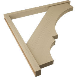 Ekena Millwork - BKTUR0352X48X48BOA05RCPR - Timberthane Faux Wood Balboa Style Bracket w/ Offset Brace, Block Ends, 3 1/2"W x 48"D x 48"H, Primed Tan