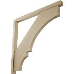 Ekena Millwork - BKTUR0352X48X48BOA05RCPR - Timberthane Faux Wood Balboa Style Bracket w/ Offset Brace, Block Ends, 3 1/2"W x 48"D x 48"H, Primed Tan