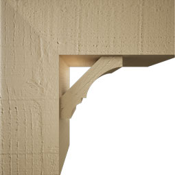 Ekena Millwork - BKTUR0554X14X14BOA05RCPR - Timberthane Faux Wood Balboa Style Bracket w/ Offset Brace, Block Ends, 5 1/2"W x 14"D x 14"H, Primed Tan
