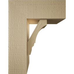 Ekena Millwork - BKTUR0554X14X18BOA05RCPR - Timberthane Faux Wood Balboa Style Bracket w/ Offset Brace, Block Ends, 5 1/2"W x 14"D x 18"H, Primed Tan