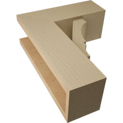 Ekena Millwork - BKTUR0554X14X18BOA05RCPR - Timberthane Faux Wood Balboa Style Bracket w/ Offset Brace, Block Ends, 5 1/2"W x 14"D x 18"H, Primed Tan