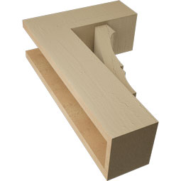 Ekena Millwork - BKTUR0554X14X22BOA05RCPR - Timberthane Faux Wood Balboa Style Bracket w/ Offset Brace, Block Ends, 5 1/2"W x 14"D x 22"H, Primed Tan