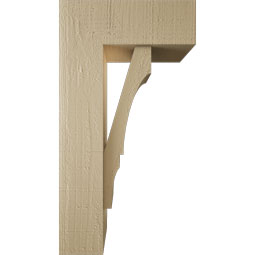 Ekena Millwork - BKTUR0554X14X26BOA05RCPR - Timberthane Faux Wood Balboa Style Bracket w/ Offset Brace, Block Ends, 5 1/2"W x 14"D x 26"H, Primed Tan