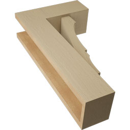 Ekena Millwork - BKTUR0554X14X26BOA05RCPR - Timberthane Faux Wood Balboa Style Bracket w/ Offset Brace, Block Ends, 5 1/2"W x 14"D x 26"H, Primed Tan