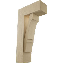 Ekena Millwork - BKTUR0554X14X26BOA05RCPR - Timberthane Faux Wood Balboa Style Bracket w/ Offset Brace, Block Ends, 5 1/2"W x 14"D x 26"H, Primed Tan