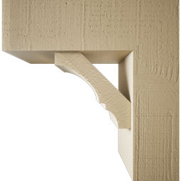 Ekena Millwork - BKTUR0554X16X16BOA05RCPR - Timberthane Faux Wood Balboa Style Bracket w/ Offset Brace, Block Ends, 5 1/2"W x 16"D x 16"H, Primed Tan