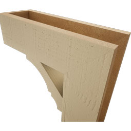 Ekena Millwork - BKTUR0554X16X16BOA05RCPR - Timberthane Faux Wood Balboa Style Bracket w/ Offset Brace, Block Ends, 5 1/2"W x 16"D x 16"H, Primed Tan