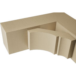 Ekena Millwork - BKTUR0554X16X16BOA05RCPR - Timberthane Faux Wood Balboa Style Bracket w/ Offset Brace, Block Ends, 5 1/2"W x 16"D x 16"H, Primed Tan