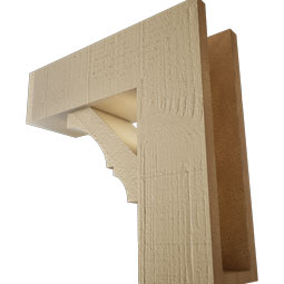 Ekena Millwork - BKTUR0554X16X16BOA05RCPR - Timberthane Faux Wood Balboa Style Bracket w/ Offset Brace, Block Ends, 5 1/2"W x 16"D x 16"H, Primed Tan