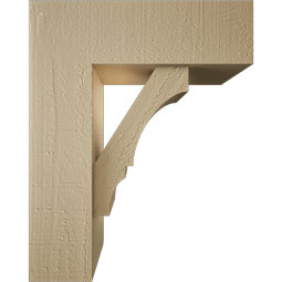 Ekena Millwork - BKTUR0554X16X20BOA05RCPR - Timberthane Faux Wood Balboa Style Bracket w/ Offset Brace, Block Ends, 5 1/2"W x 16"D x 20"H, Primed Tan