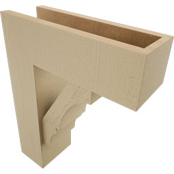Ekena Millwork - BKTUR0554X16X20BOA05RCPR - Timberthane Faux Wood Balboa Style Bracket w/ Offset Brace, Block Ends, 5 1/2"W x 16"D x 20"H, Primed Tan