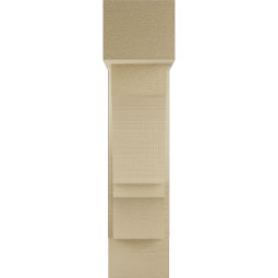 Ekena Millwork - BKTUR0554X16X24BOA05RCPR - Timberthane Faux Wood Balboa Style Bracket w/ Offset Brace, Block Ends, 5 1/2"W x 16"D x 24"H, Primed Tan