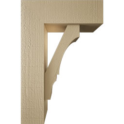 Ekena Millwork - BKTUR0554X16X24BOA05RCPR - Timberthane Faux Wood Balboa Style Bracket w/ Offset Brace, Block Ends, 5 1/2"W x 16"D x 24"H, Primed Tan